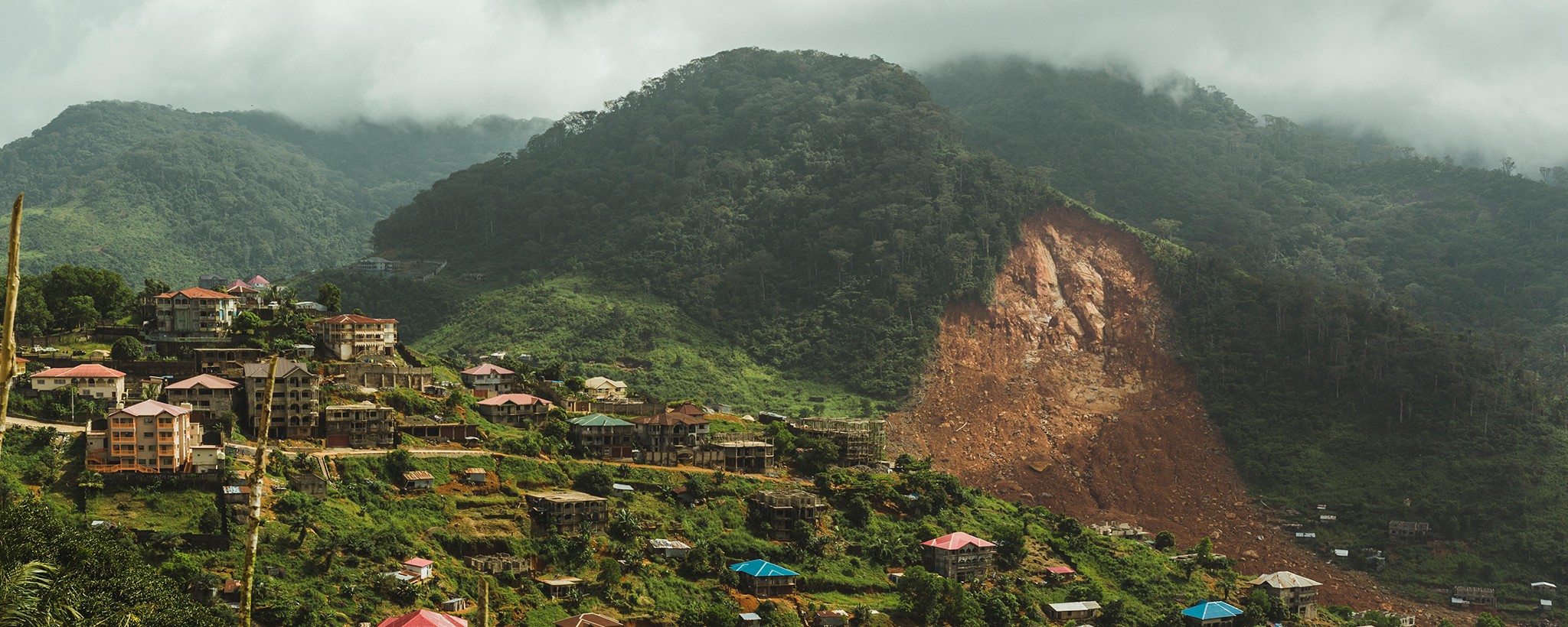 Settlement affected by the landslide.