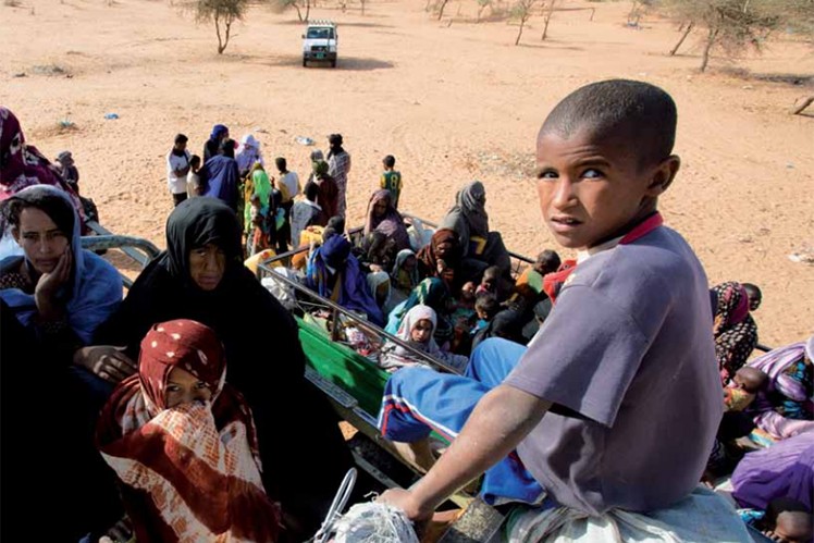 Several Mauritanian people on a truck