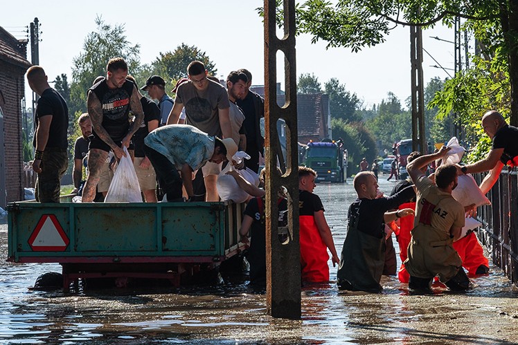 helpers during a flood
